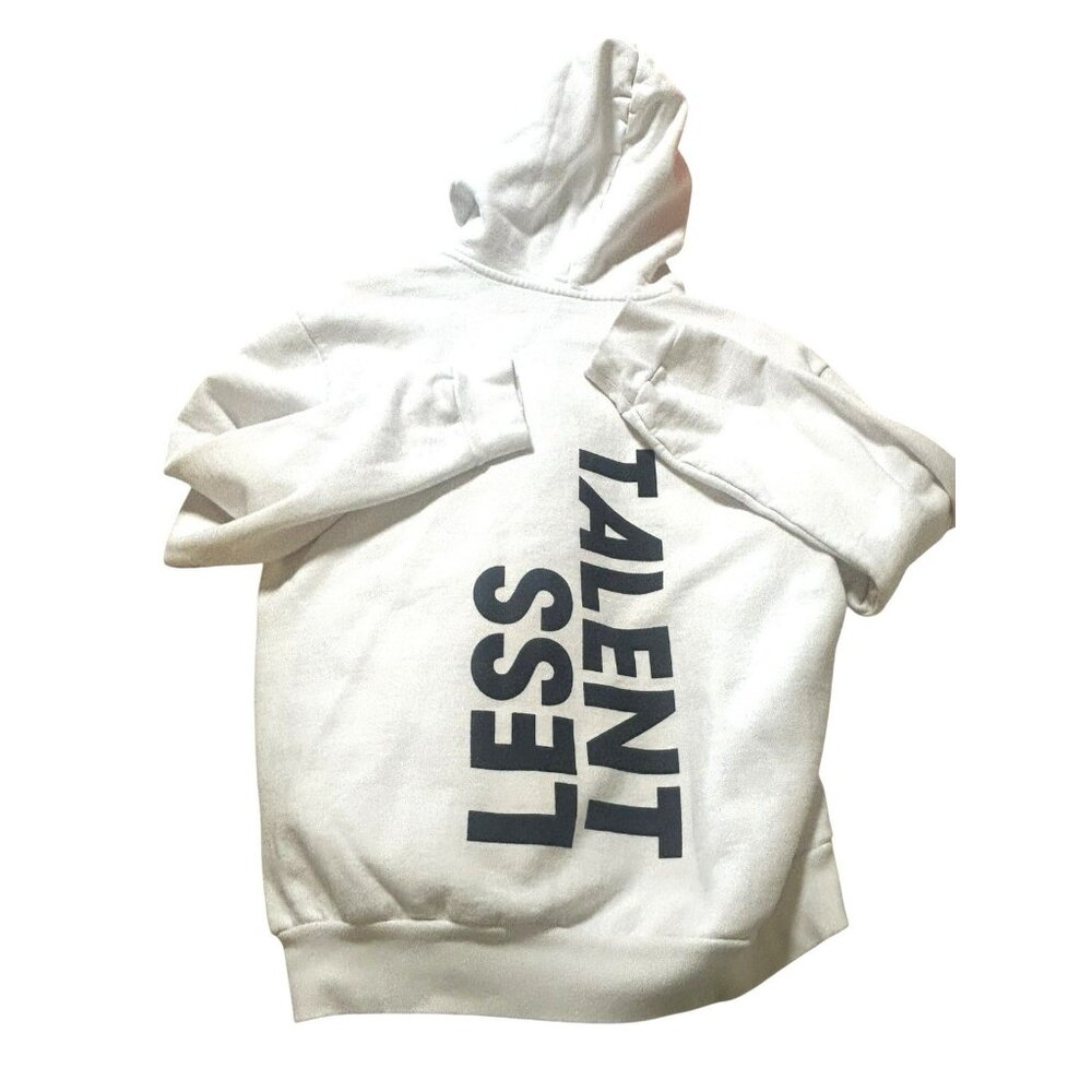 Talentless Hoodie Mens M Pullover Sweatshirt Heavyweight Spell Out White Hoodie